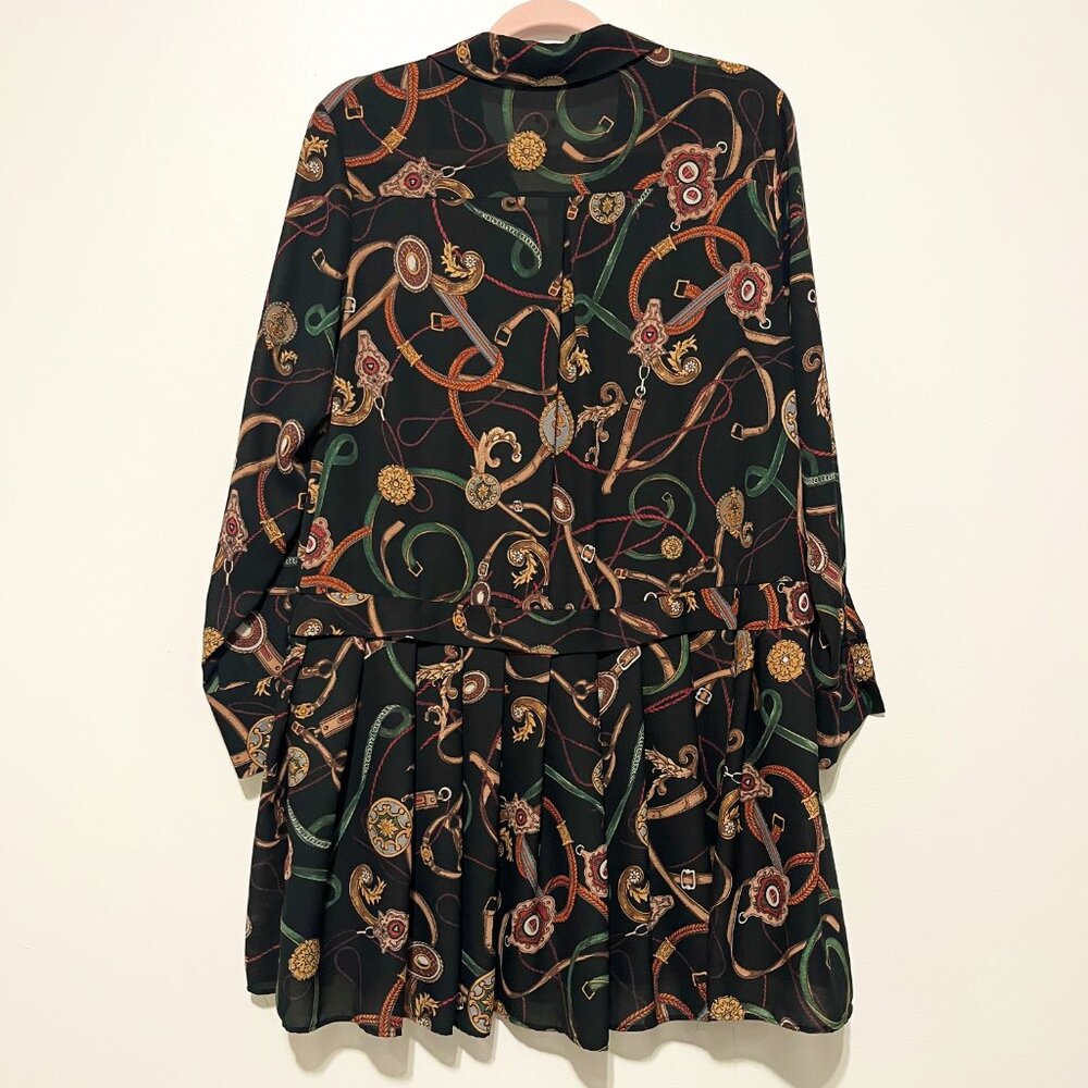 Zara Womens Equestrian Mini Dress M Horse Bit Bridle Western Cowgirl Rodeo Ranch - Picture 2 of 7